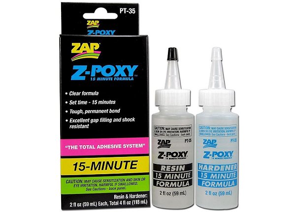 Cola epóxi de cura em 15 minutos (2 x 59 ml) Z-Poxy - Pacer PT-35