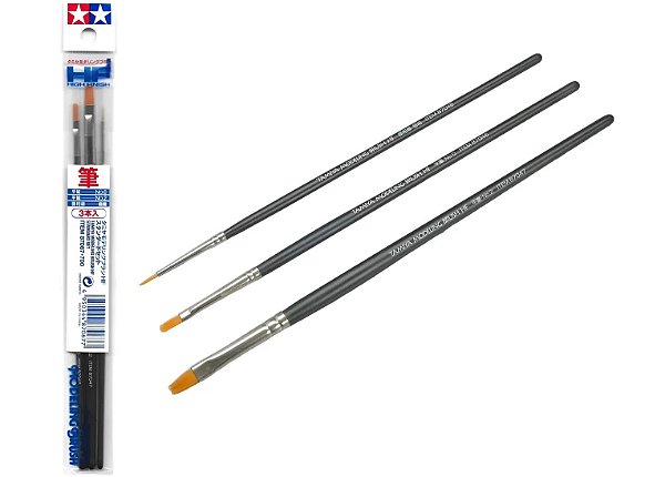 Jogo de 3 pincéis Tamiya HF para modelismo - Tamiya 87067