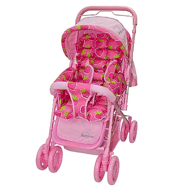 Carrinho Bebê Passeio Reclinável Reversível Mosquiteiro Bamboo Pink + Bolsa