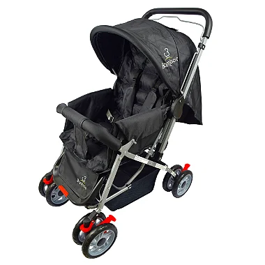 Carrinho Bebê Passeio Reclinável Reversível Mosquiteiro Bamboo Preto + Bolsa