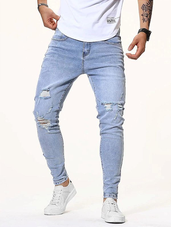 Jeans Masculina Bolso Simples ocasional