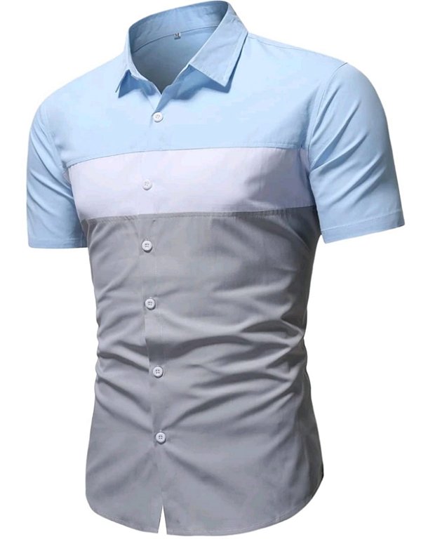 Camisa Masculina Clássica  Formal Bloco de Cores