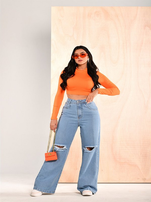 Calça Jeans Rasgados Despojado Tendência Estilosa