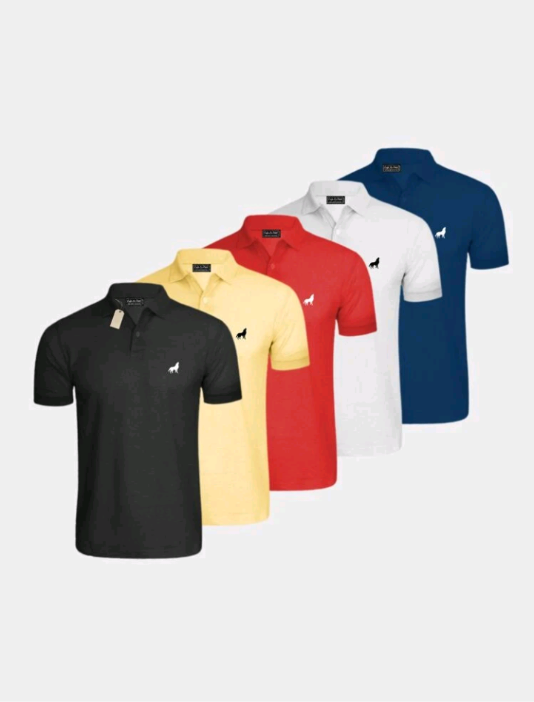 Kit 5 camisas polo masculina casual malha piquet