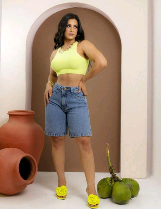 JORTS JEANS BERMUDA MEIA COXA