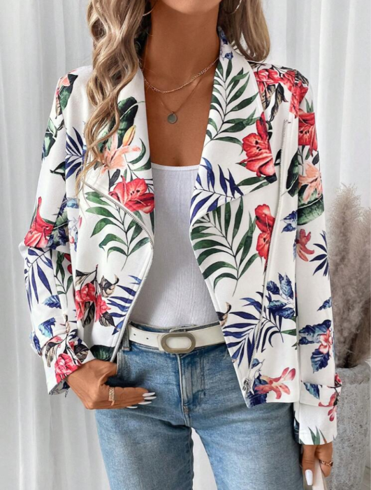 Jaqueta Blazer casual com estampa Floral