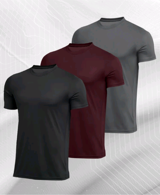 Kit 3 Camiseta Masculina Dry Fit Slim Fit Manga Curta Proteção UV