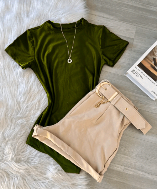 Conjunto 2 peças Body e Short com cinto