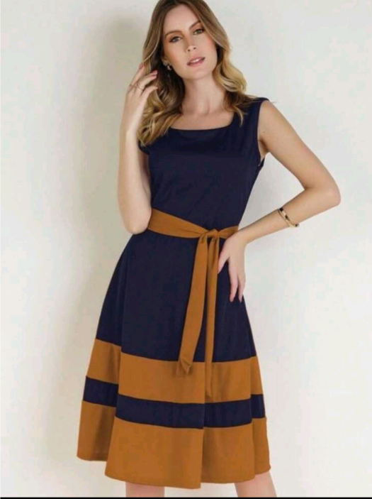 Vestido Laço Bloco de Cores
