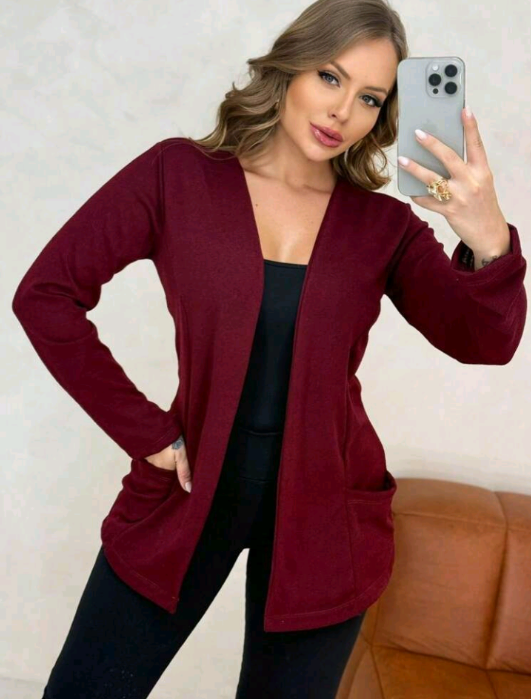 Cardigan Aberto com bolso de Lãnzinha