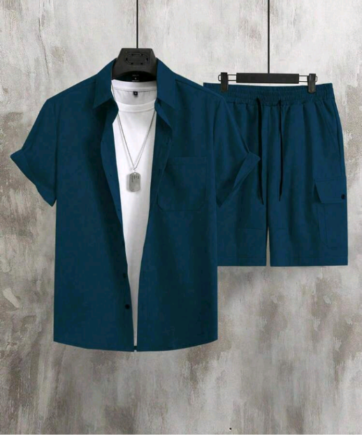 2 Peças Conjunto, Camisa de Manga Curta e Shorts