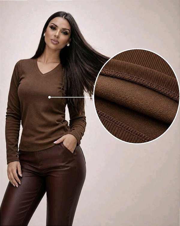 Blusa Ribana Manga Longa Peluciada