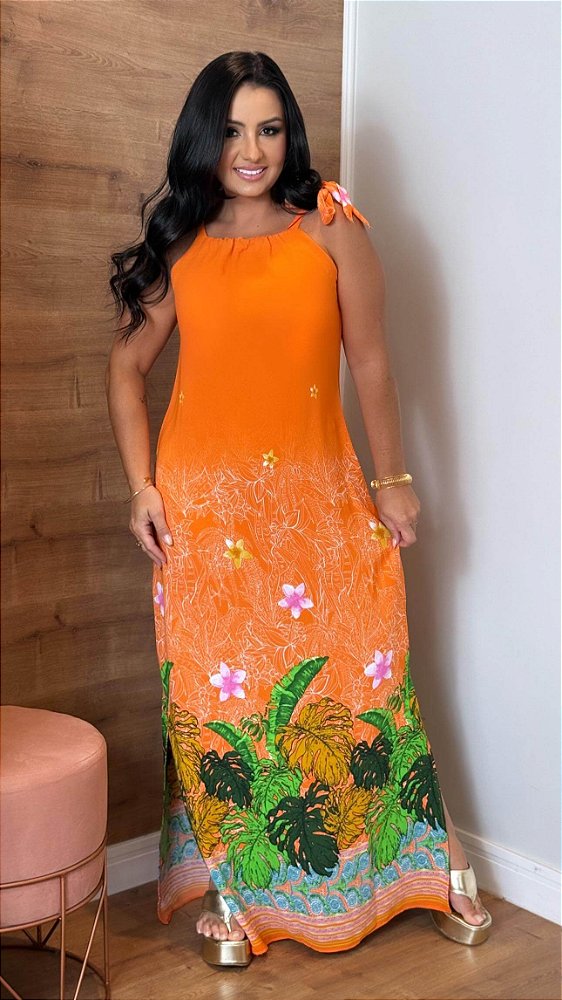 Vestido longo sem elástico
