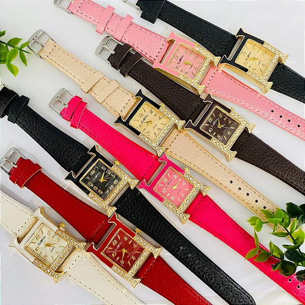 Relógio Linha H Feminino - Kit Relógio+Pulseiras+Brincos - FC0022-P02