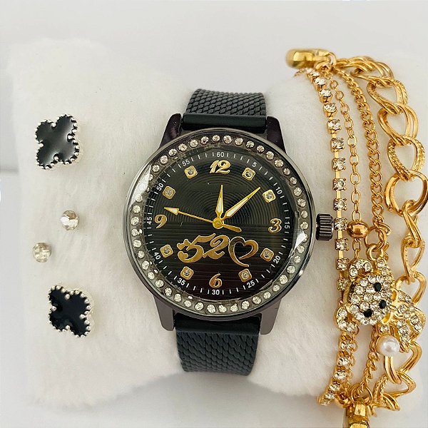 Relógio - Kit Rlógio+Pulseiras+2 Pares de Brincos na Caixinha - FC0033