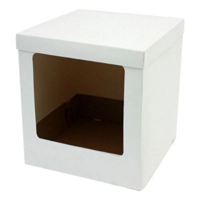 Caixa p/ Bolo Alto (32 x 32 x 30 cm) Branco c/ Visor - 1 Unidade