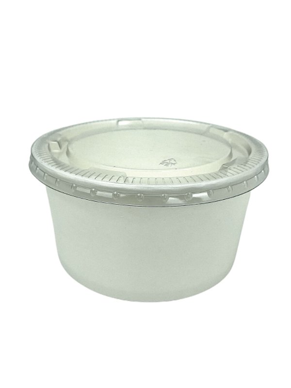 Pote Papel Descartável Bowl Branco p/ Salada, Caldo, Alimentos Diversos 950 ml COM Tampa - 35 Unidades