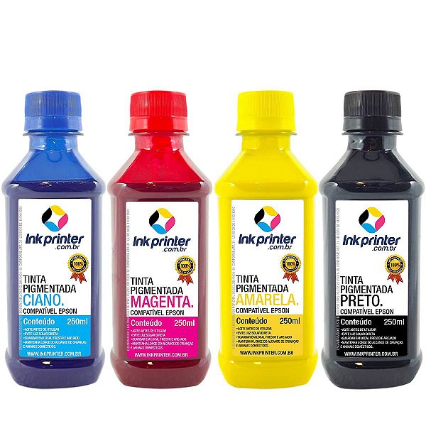 Tinta Pigmentada InkPrinter para Impressora Epson (4x250ml) - Tintas para  Impressora, Materiais para Serigrafia e Insumos para Sublimação! Compre  Aqui com o Melhor Preço