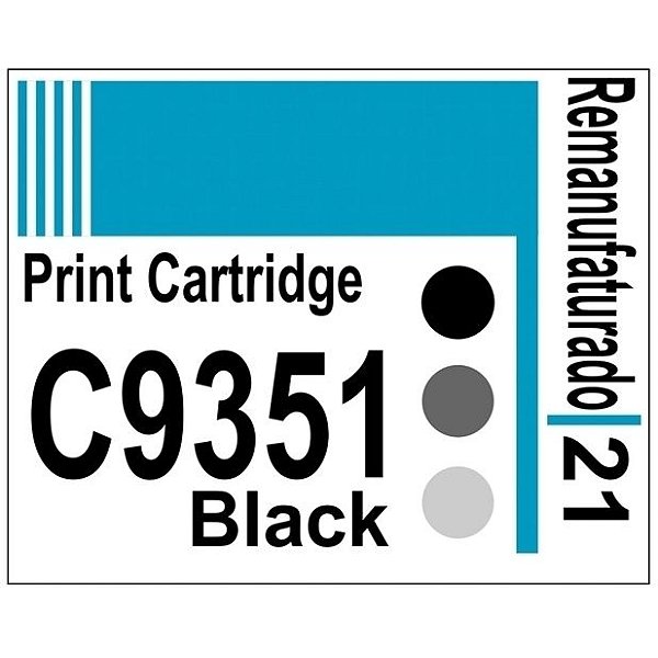 Etiqueta para Cartucho HP21 Black (C9351) - 10 unidades