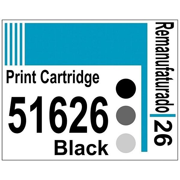 Etiqueta para Cartucho HP26 Black (51626) - 10 unidades