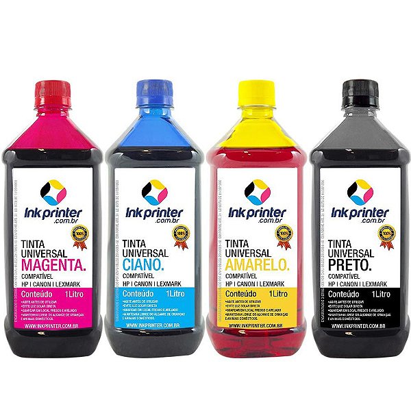 Tinta InkPrinter Universal para Recarga de Cartucho HP, Lexmark, Canon, Brother (4 litros)