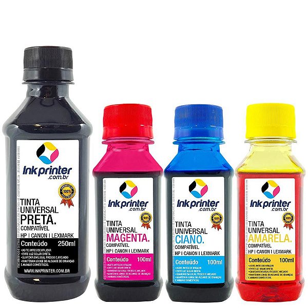 Tinta InkPrinter Universal para Recarga de Cartucho HP, Lexmark, Canon, Brother (550ml)