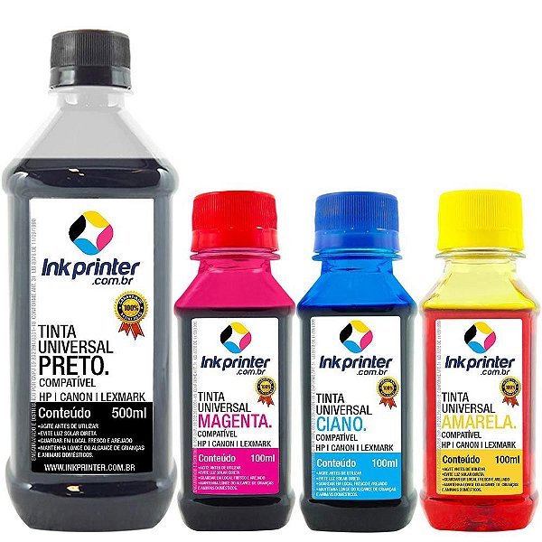 Tinta InkPrinter Universal para Recarga de Cartucho HP, Lexmark, Canon, Brother (800ml)