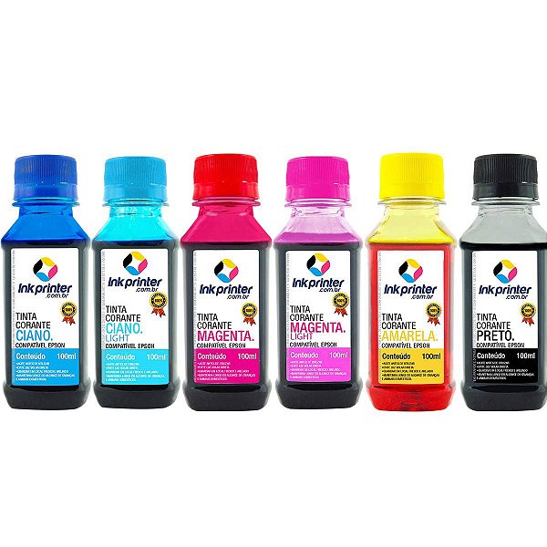 Tinta Corante InkPrinter para Impressora Epson (6x100ml)
