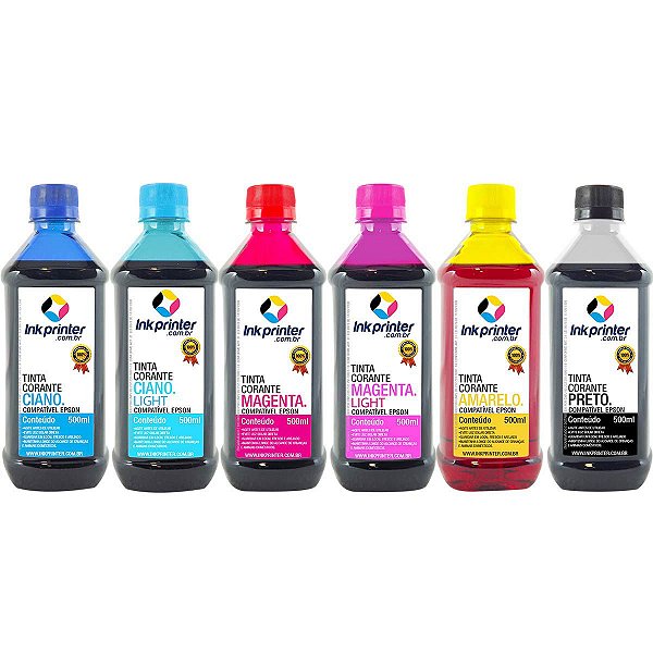 Tinta Corante InkPrinter para Impressora Epson (6x500ml)