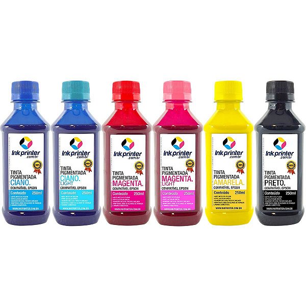 Tinta Pigmentada InkPrinter para Impressora Epson (6x250ml)