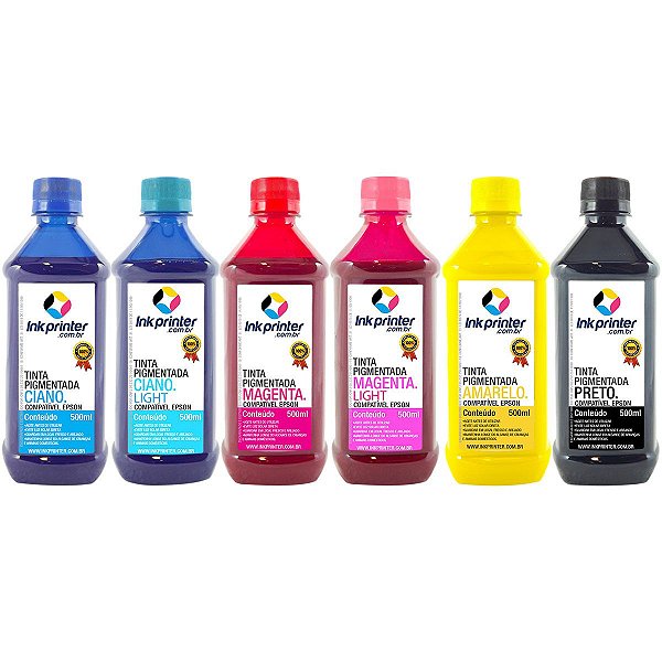 Tinta Pigmentada InkPrinter para Impressora Epson (6x500ml)
