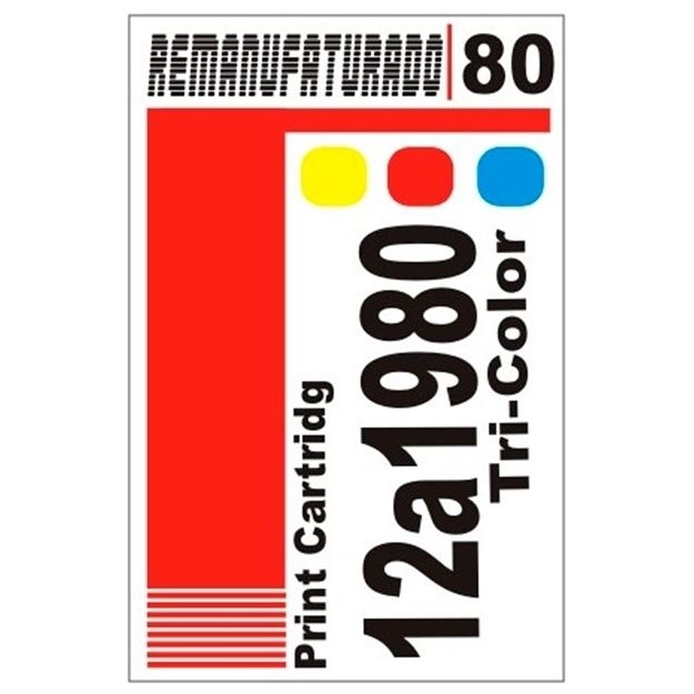 Etiqueta para Cartucho Lexmark 80 Color (12a1980) - 10 Unidades