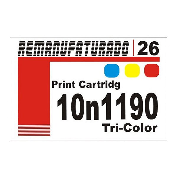 Etiqueta para Cartucho Lexmark 26 Color (10n1190) - 10 Unidades