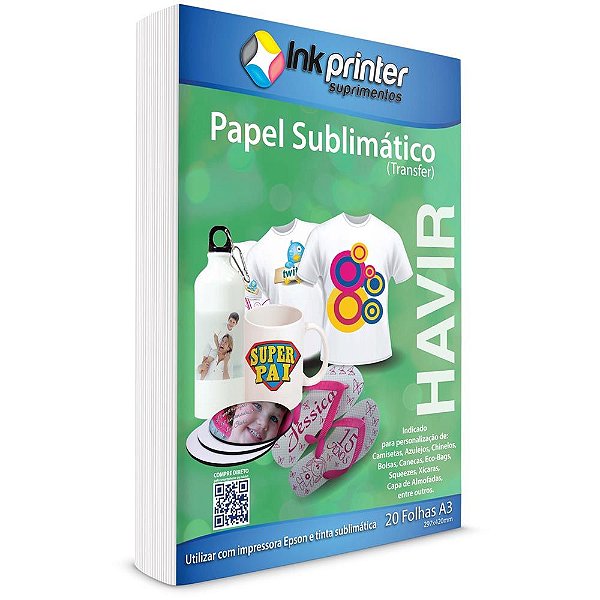 Papel Sublimático Havir A3 (20 folhas) - Tintas para Impressora, Materiais  para Serigrafia e Insumos para Sublimação! Compre Aqui com o Melhor Preço