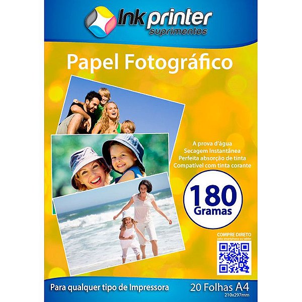 Papel Fotográfico Brilhante Glossy A4 180gr - Tintas para Impressora,  Materiais para Serigrafia e Insumos para Sublimação! Compre Aqui com o  Melhor Preço