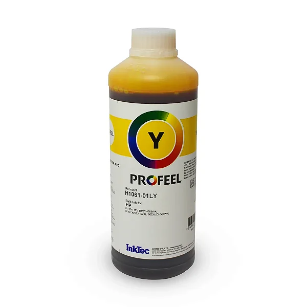 Tinta InkTec Amarela para Recarga de Cartuchos de Impressoras HP (1 Litro)