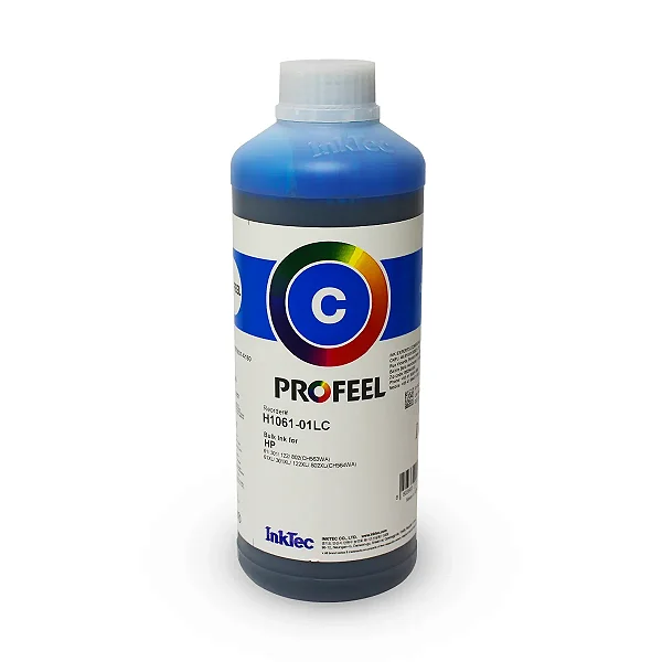 Tinta InkTec Ciano para Recarga de Cartuchos de Impressoras HP (1 Litro)