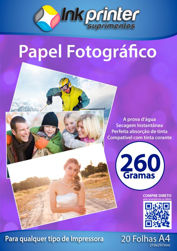 Papel Fotográfico Brilhante Glossy A4 260gr