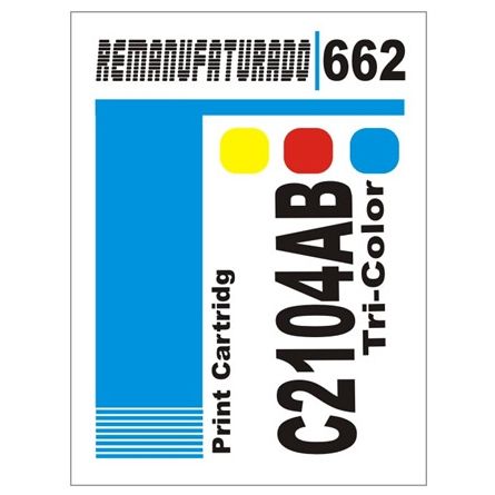 Etiqueta para Cartucho HP662 Color (CZ104AB) - 10 unidades