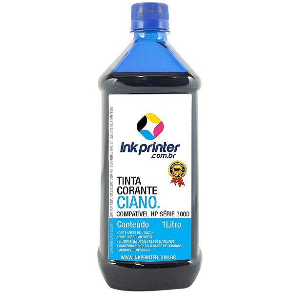 Tinta InkPrinter Ciano para Recarga de Cartucho de Impressora HP (1 litro)