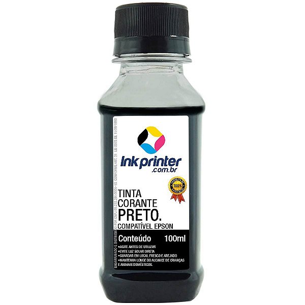 Tinta Corante InkPrinter Preta para Impressora Epson (100ml)