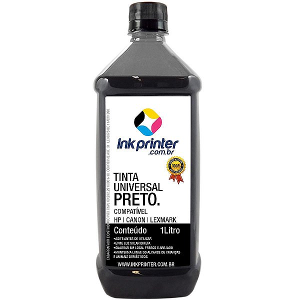 Tinta InkPrinter Universal Preta para Recarga de Cartucho HP, Lexmark, Canon, Brother (1 litro)