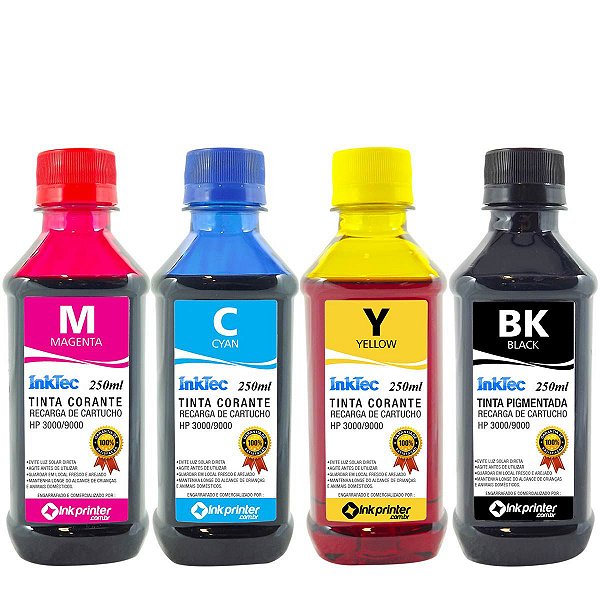 Tinta InkTec para Recarga de Cartucho de Impressora HP (4x250ml)