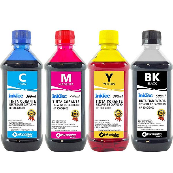 Tinta InkTec para Recarga de Cartucho de Impressora HP (4x500ml)