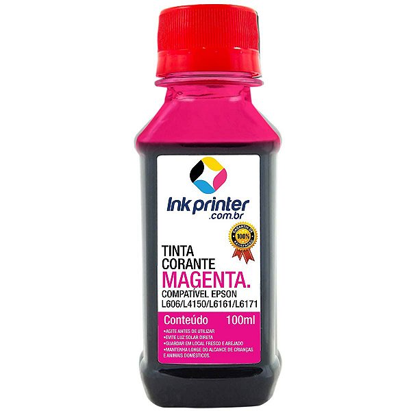 Refil de Tinta Compatível InkPrinter Magenta para Impressoras Epson L606, L4150, L4160, L6161, L6171 (100ml)