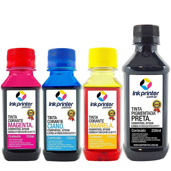 Refil de Tinta Compatível InkPrinter para Impressoras Epson L606, L4150, L4160, L6161, L6171 (550ml)