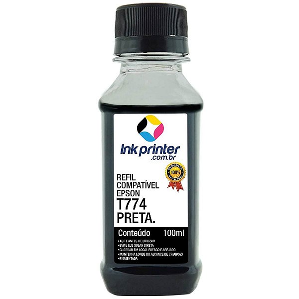 Tinta para Epson L606 - Preto - Compatível InkPrinter (T774 - 100ml)