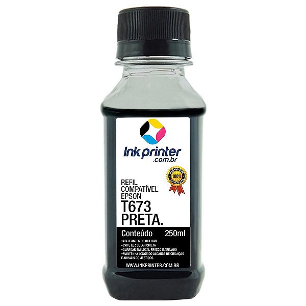 Tinta para Epson L800 - Preto - Compatível InkPrinter (T673 - 250ml)