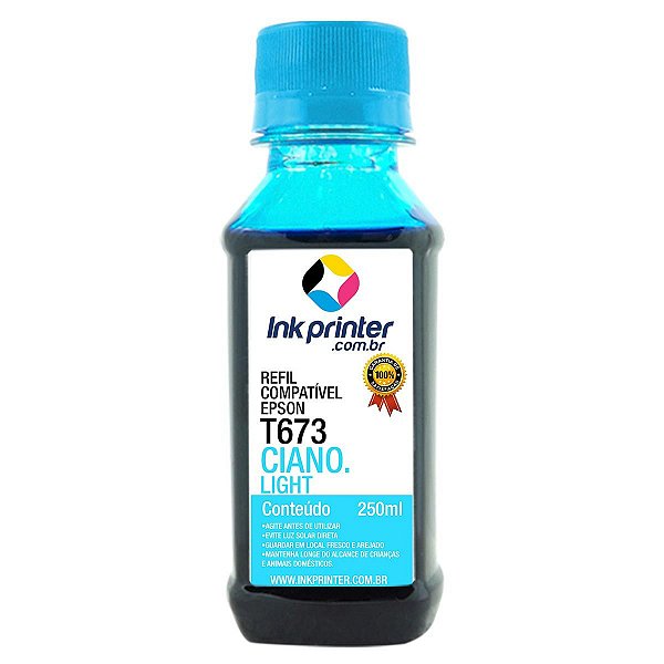Tinta para Epson L800 - Ciano Light - Compatível InkPrinter (T673 - 250ml)