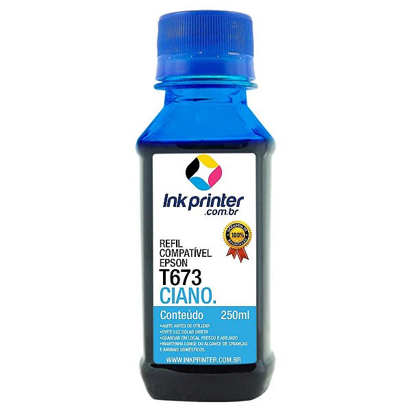Tinta para Epson L805 - Ciano - Compatível Ink Printer (T673 - 250ml)